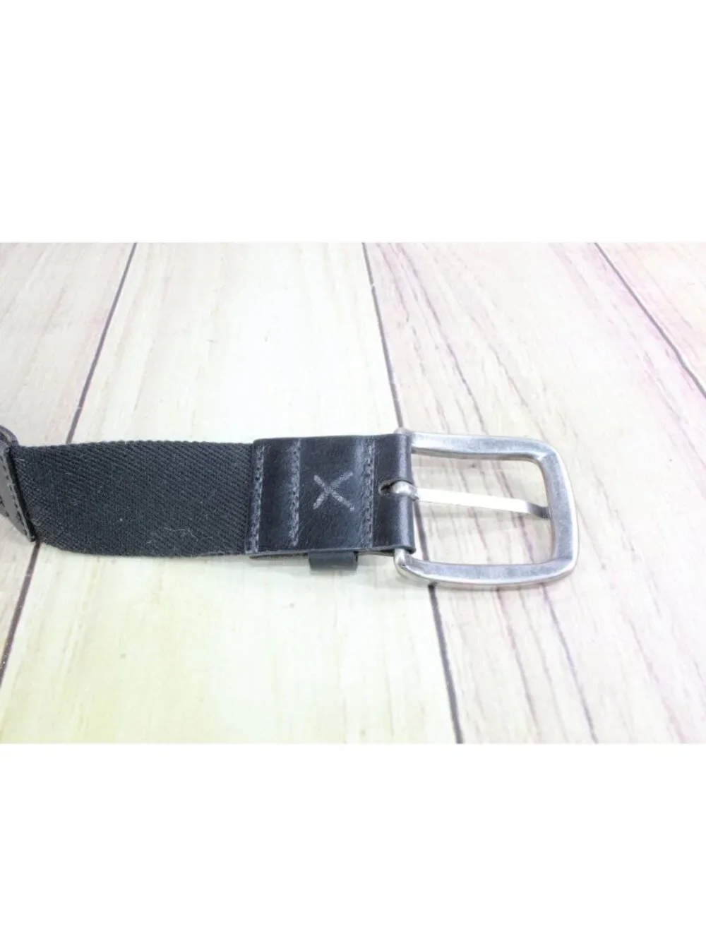 LL Bean Black Leather Stretch Belt Brass Buckle Chinos Casual UK Made Size 38